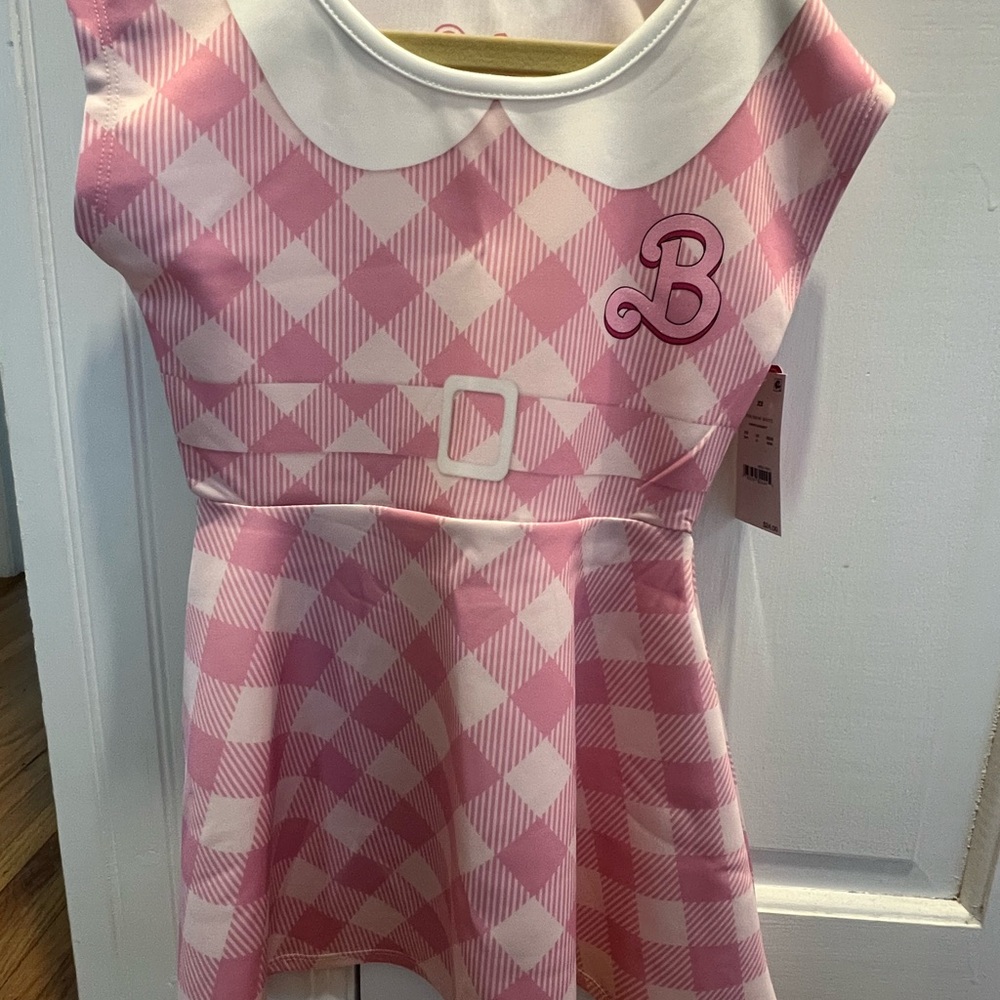 NWT- Barbie Pink and White Plaid Dress with Collar size XS